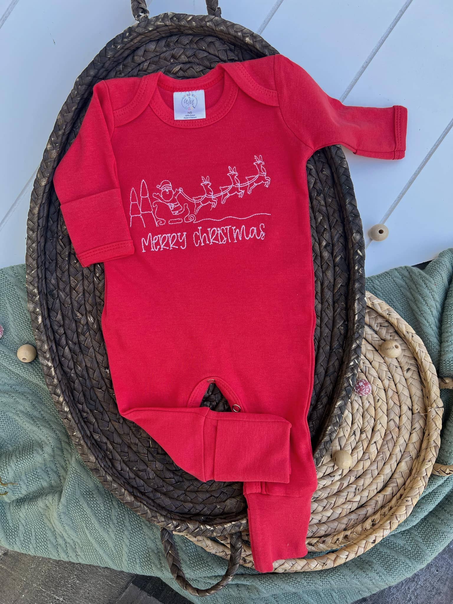 Baby Romper | Christmas Baby Outfit - Merry Christmas Red