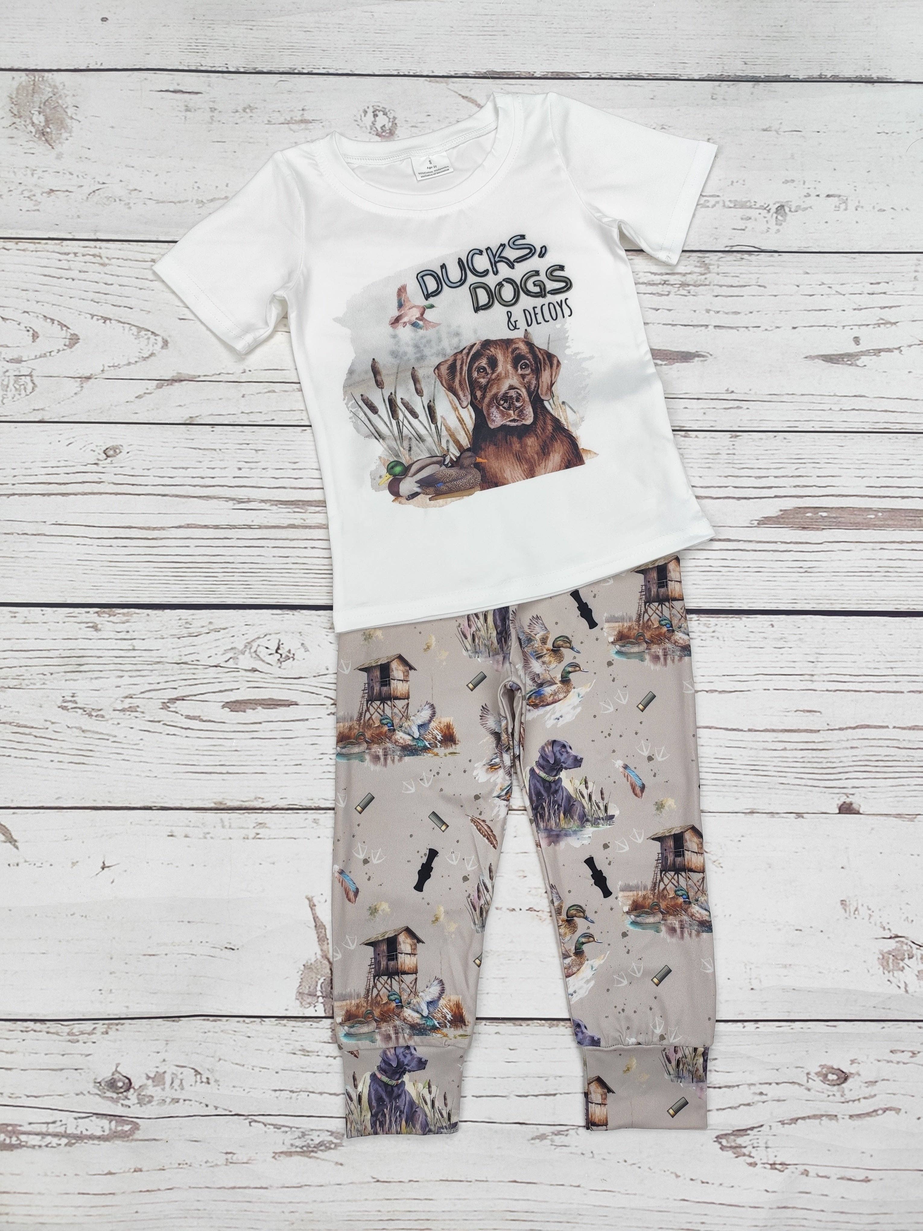 Boys Hunting Dogs Ducks Two Pieces Sets