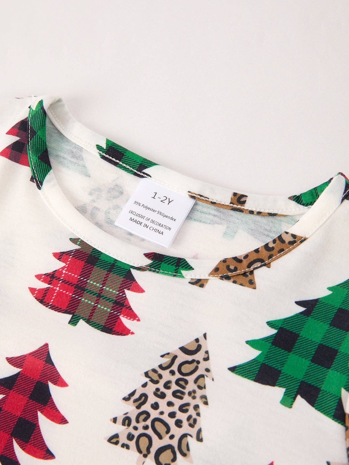 Christmas Print 2 Tops + 1 Pant Combination Girls Pajama Set