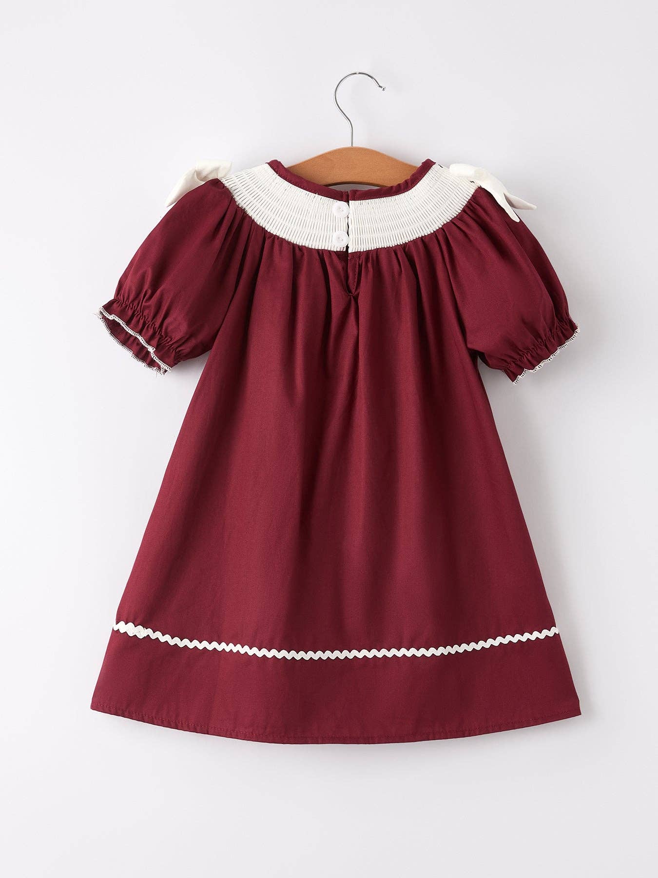 Dark Red Smocked Church Christ Bishop Christening Dress