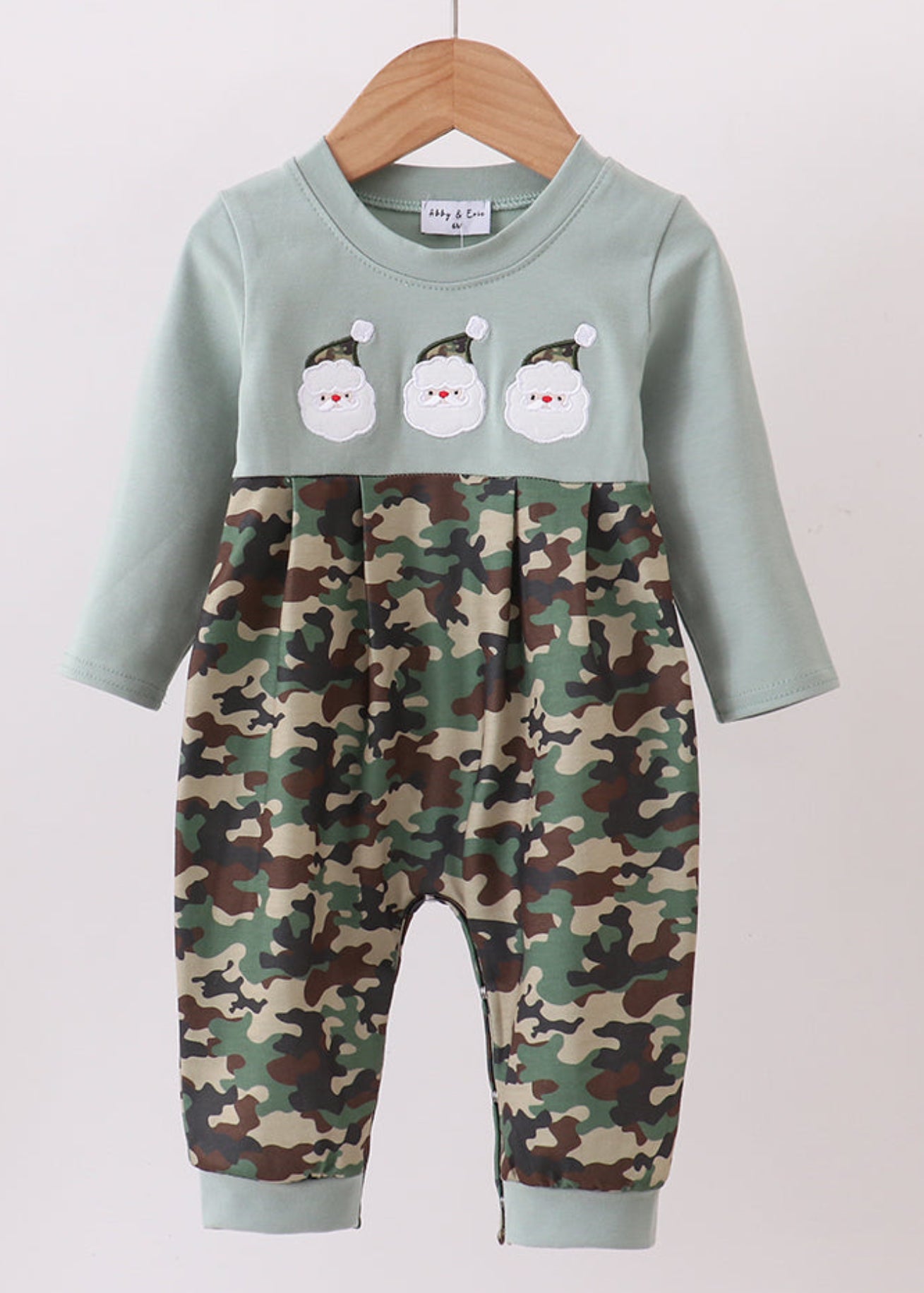Camouflage Santa Claus embroidery romper