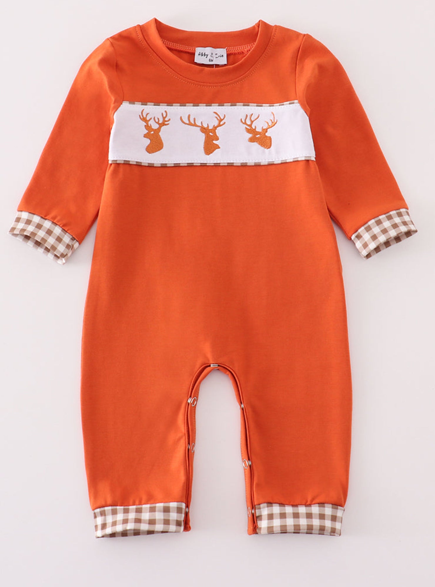 Rust deer embroidered romper