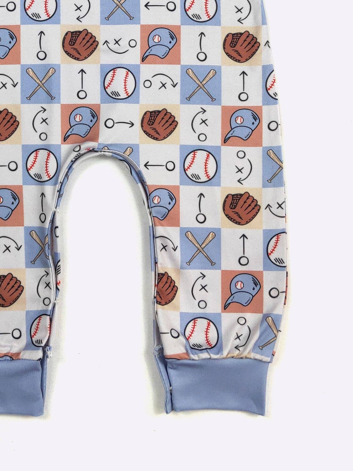 Checkered Baseball Boy Romper