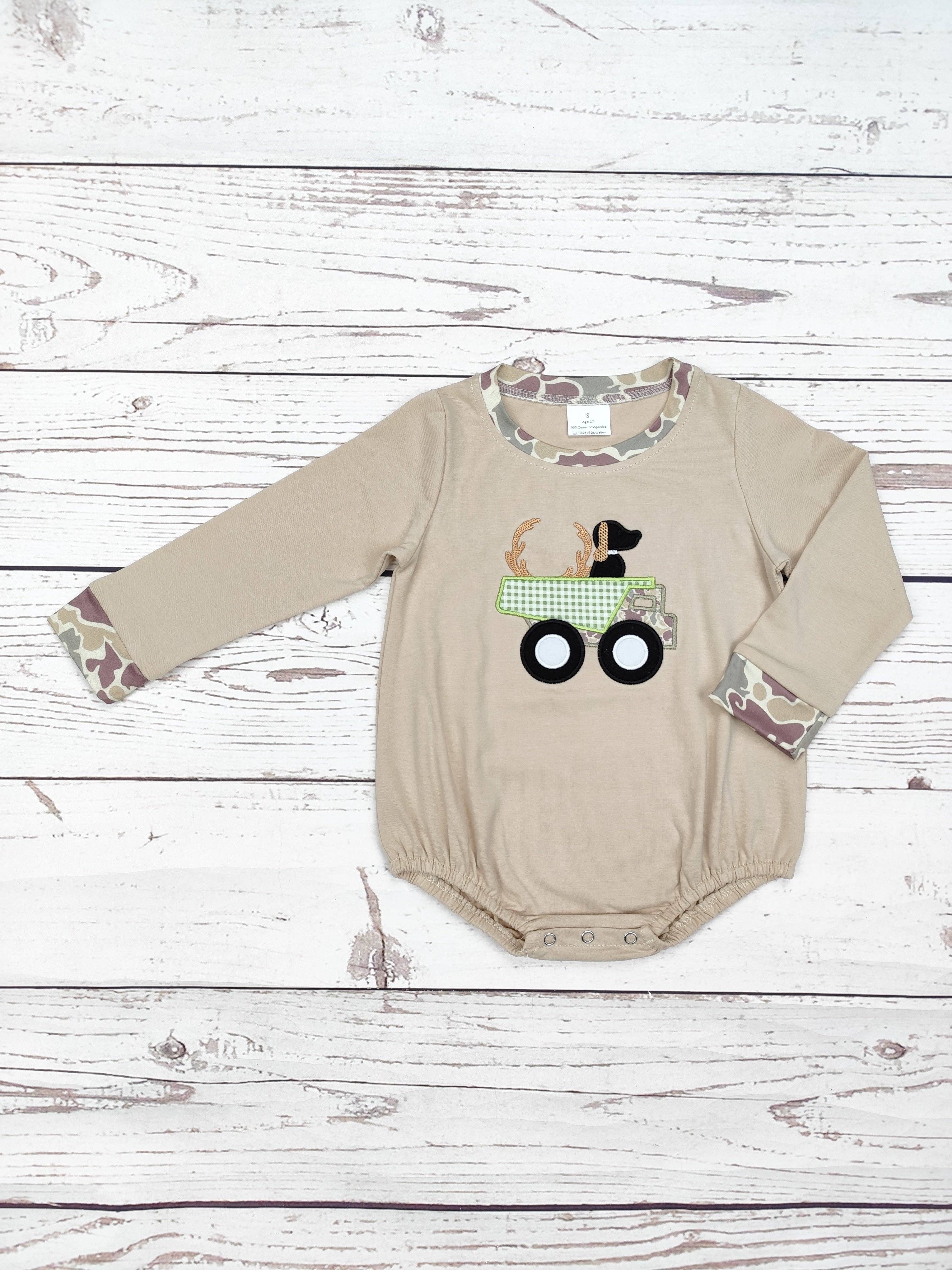 Boy Camouflage Dog Appliqué Bubble