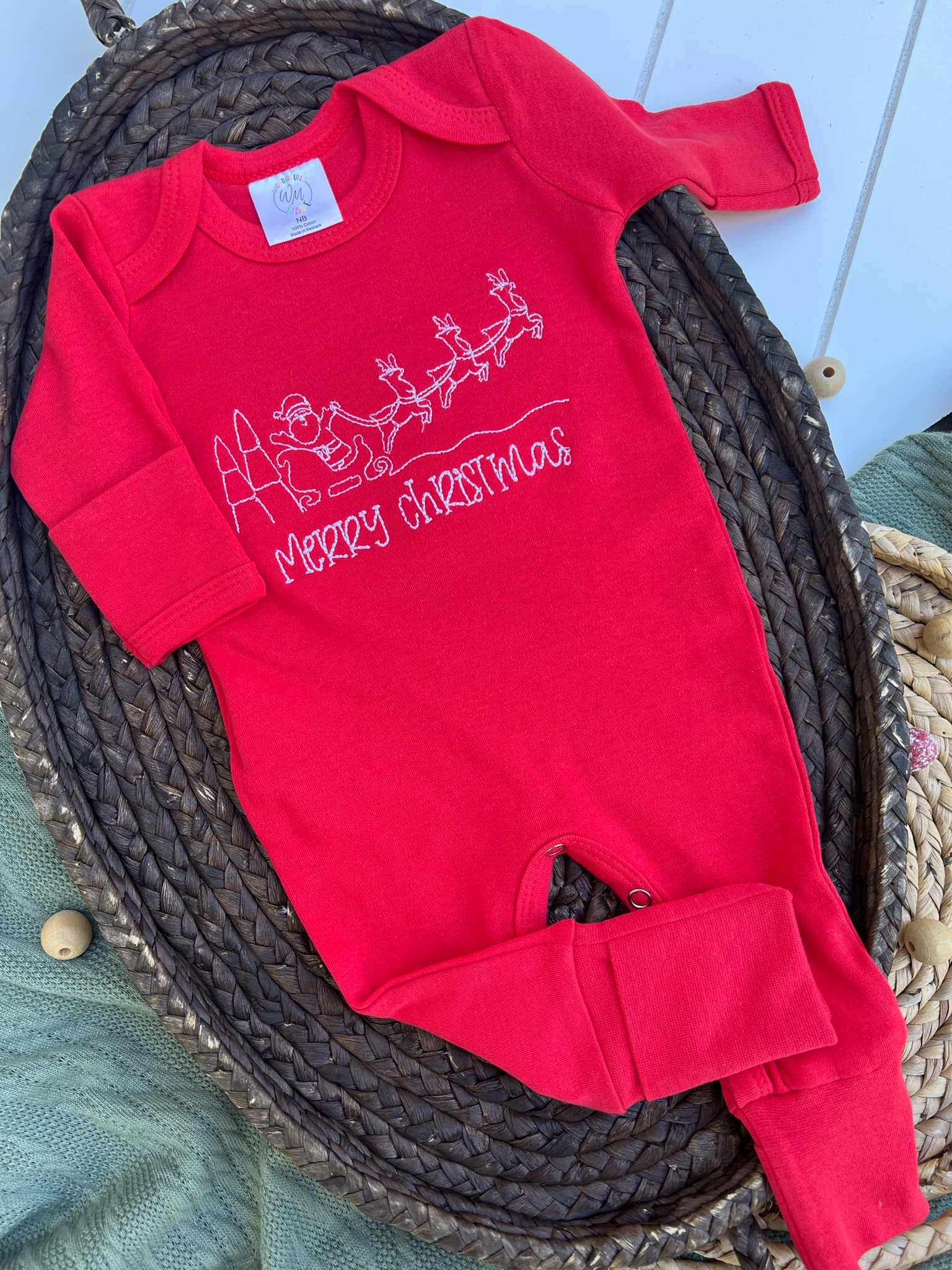 Baby Romper | Christmas Baby Outfit - Merry Christmas Red