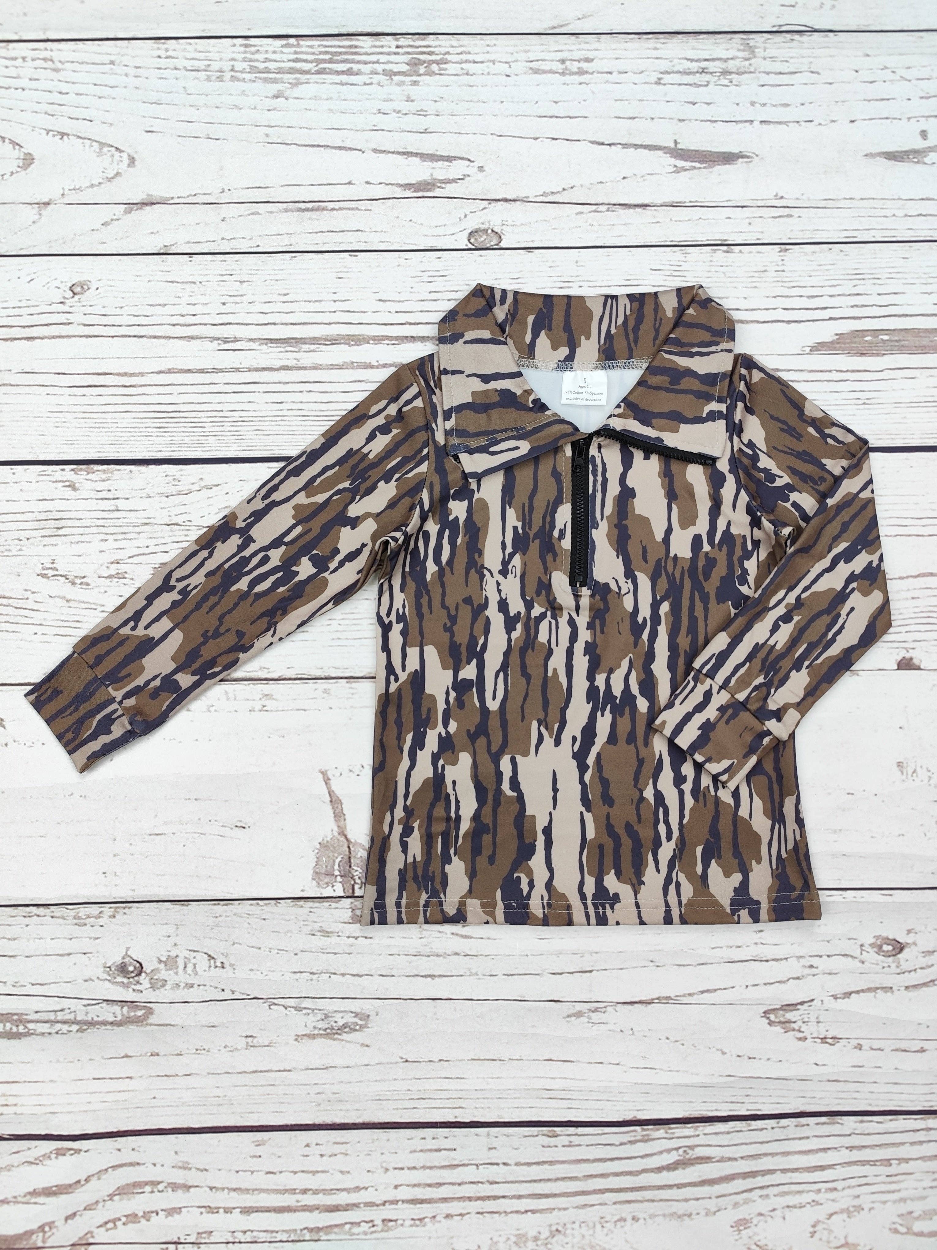 Kids Boys Camouflage Zip Hunting Pullover