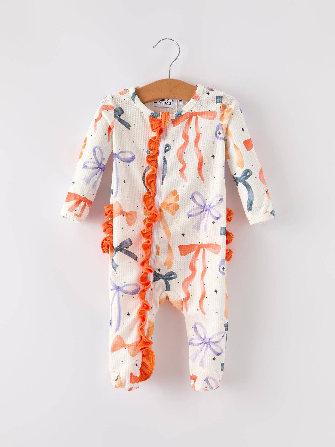 Bow Print Pajama Girls Romper