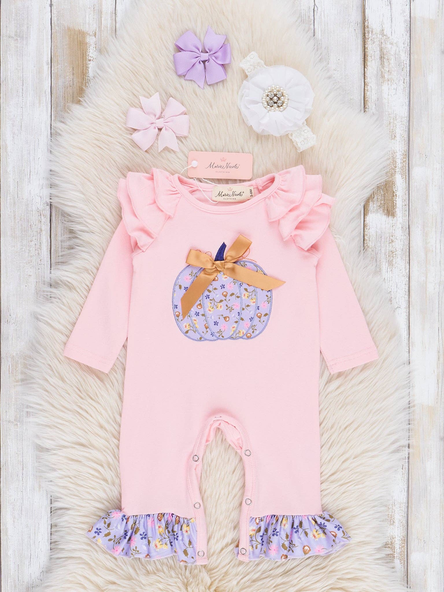 Pink & Lilac Pumpkin Ruffle Romper