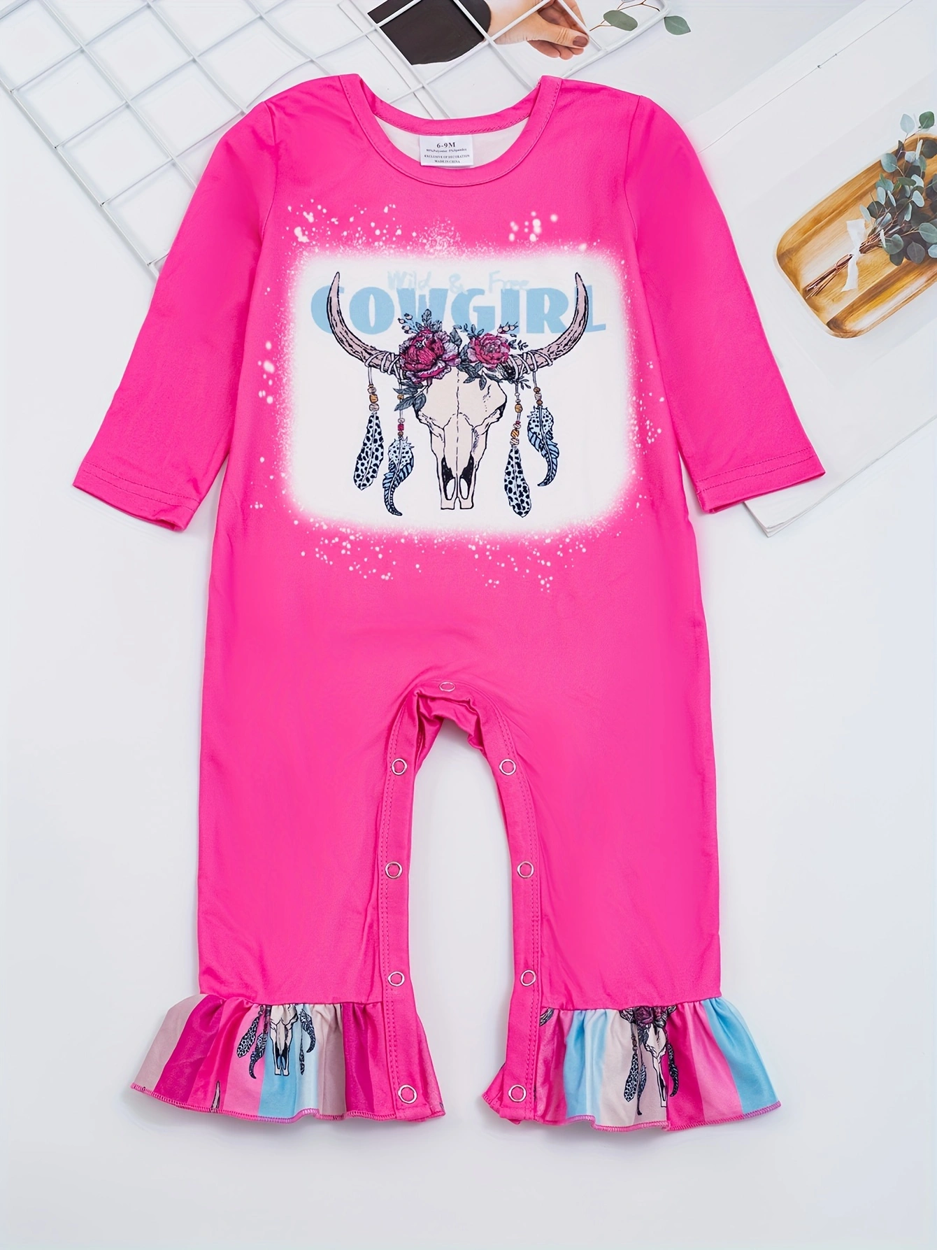 4 piece Baby Girl Autumn /Winter Letter Leopard O-neck Ruffle Romper Set