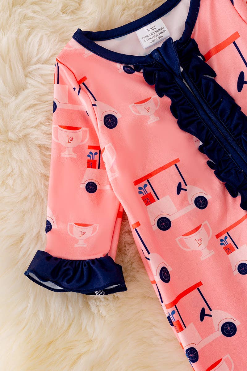 GOLF PRINTED BABY ONESIE W/RUFFLE TRIM. RPG40527 JEAN