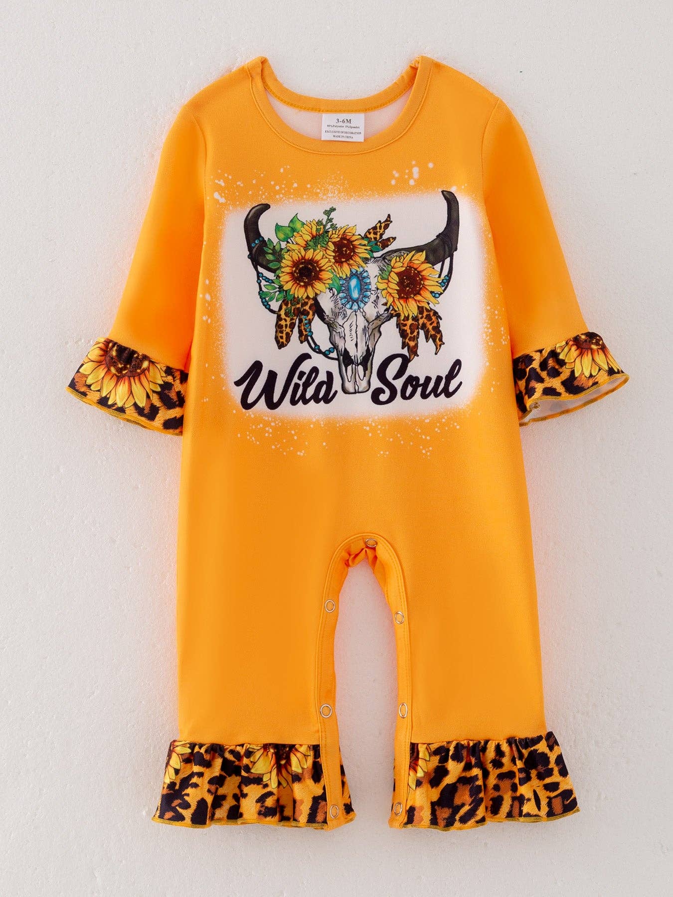 4 piece Baby Girl Autumn /Winter Letter Leopard O-neck Ruffle Romper Set