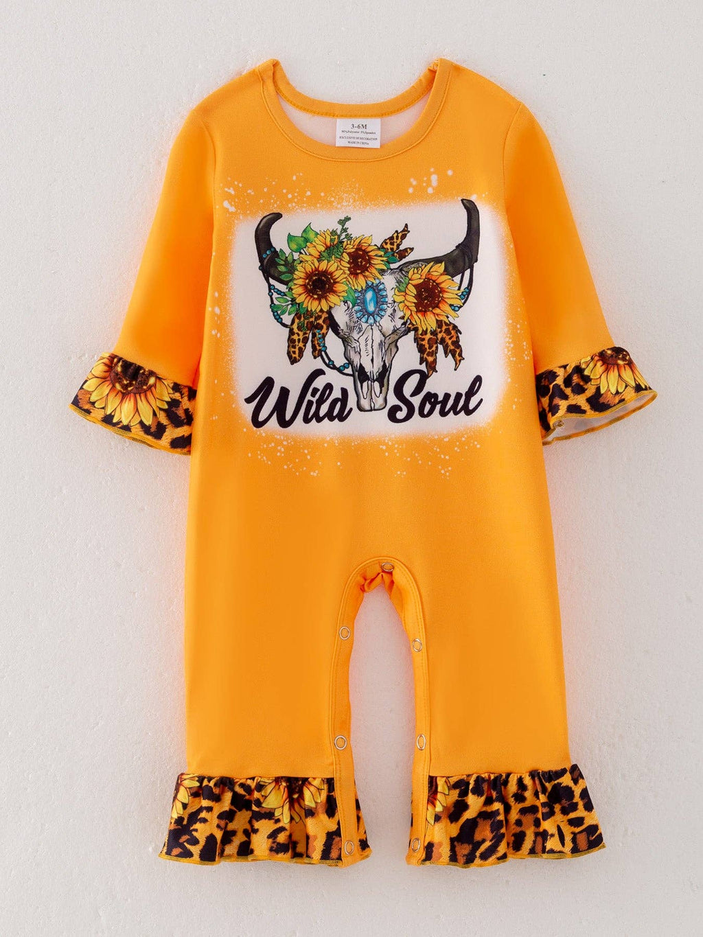 4 piece Baby Girl Autumn /Winter Letter Leopard OX O-neck Ruffle Romper Set