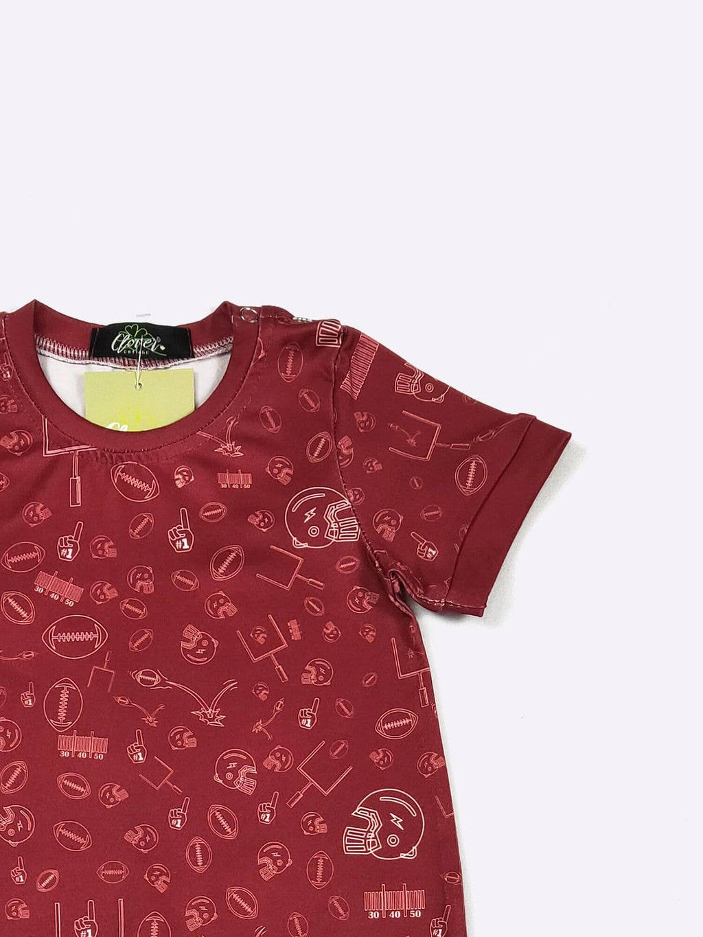 Football Field Goal Boy Romper-Burgundy