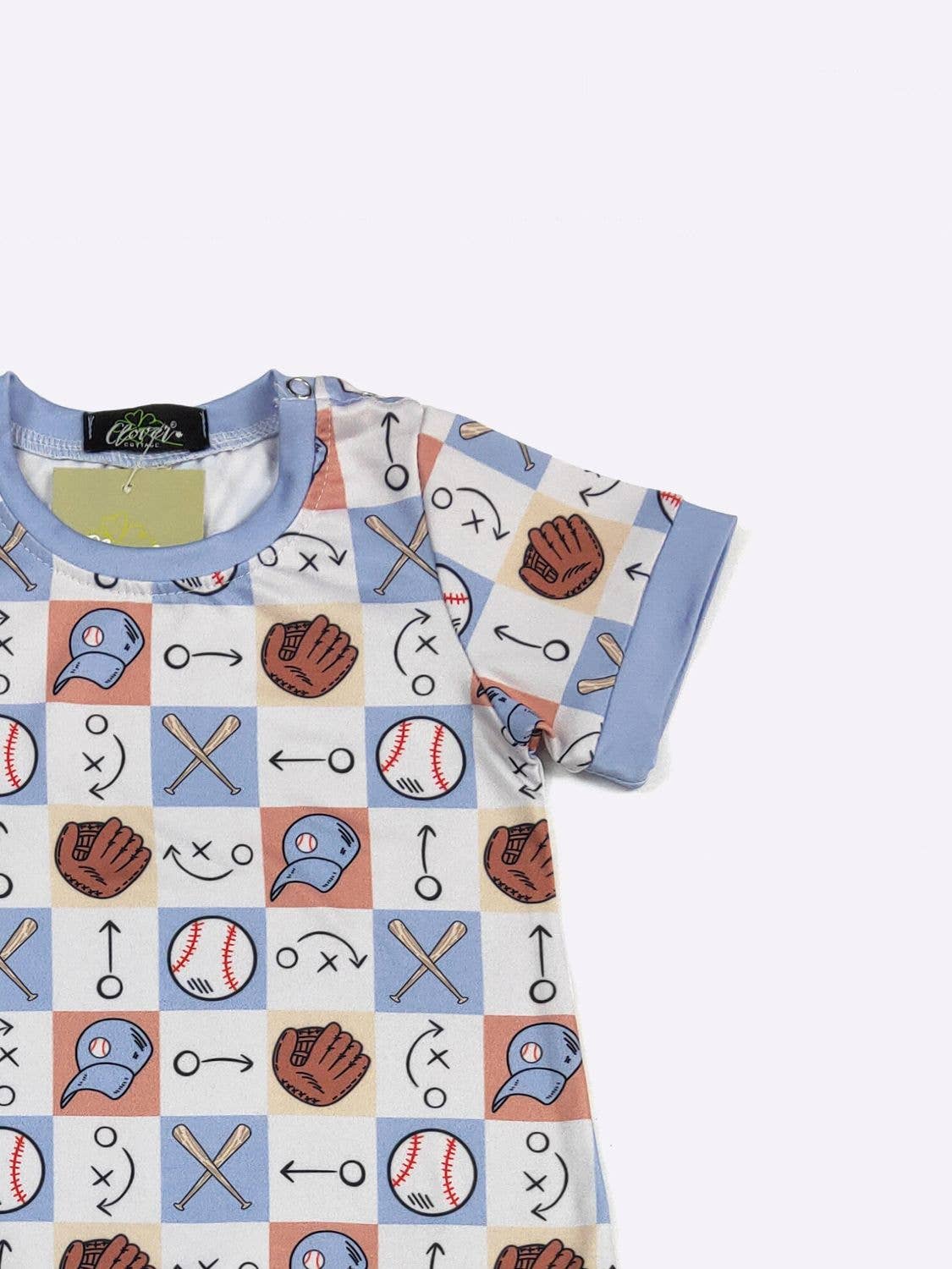 Checkered Baseball Boy Romper