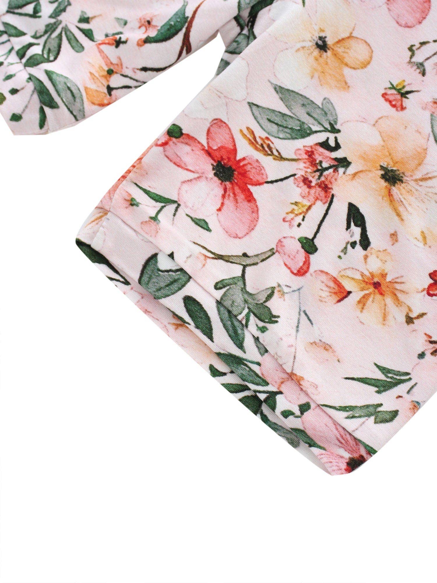PoshTOT Pink Flower Print 2 Piece Short Sleeves PJ Set