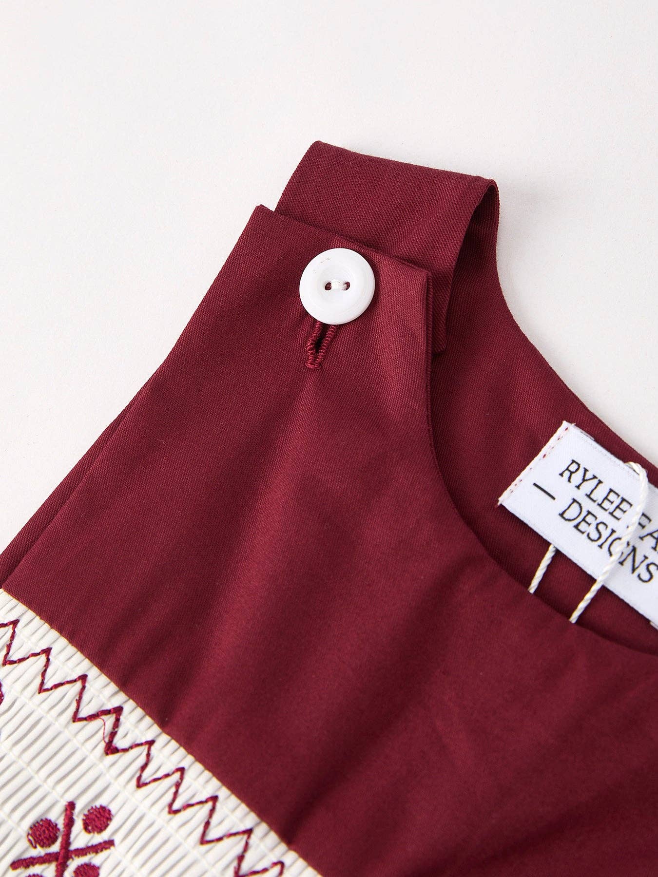 Dark Red Smocked Church Christ Bishop Christening Boys' Romper