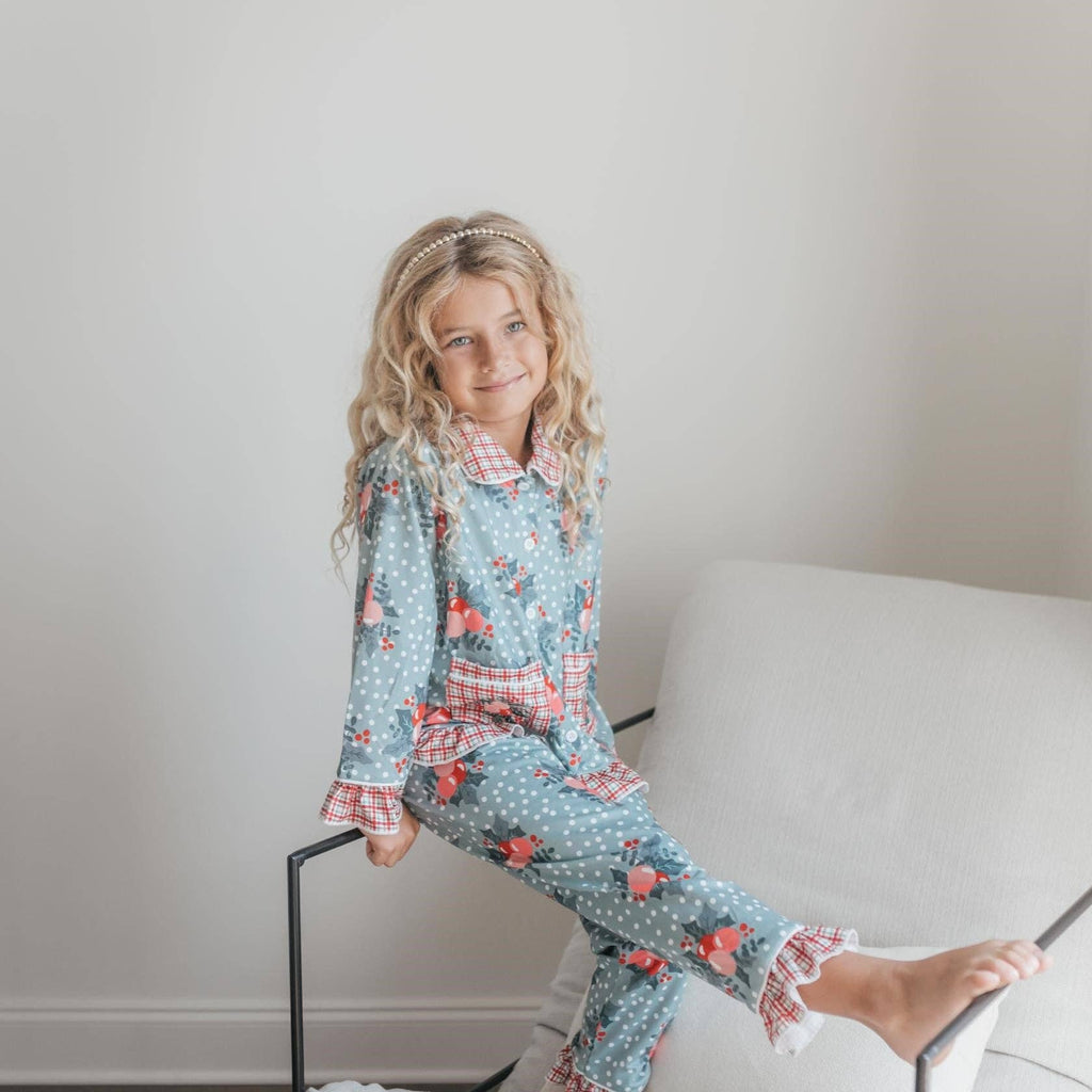 Kids Holly Berry Pocket Button Christmas Lounge Play Set