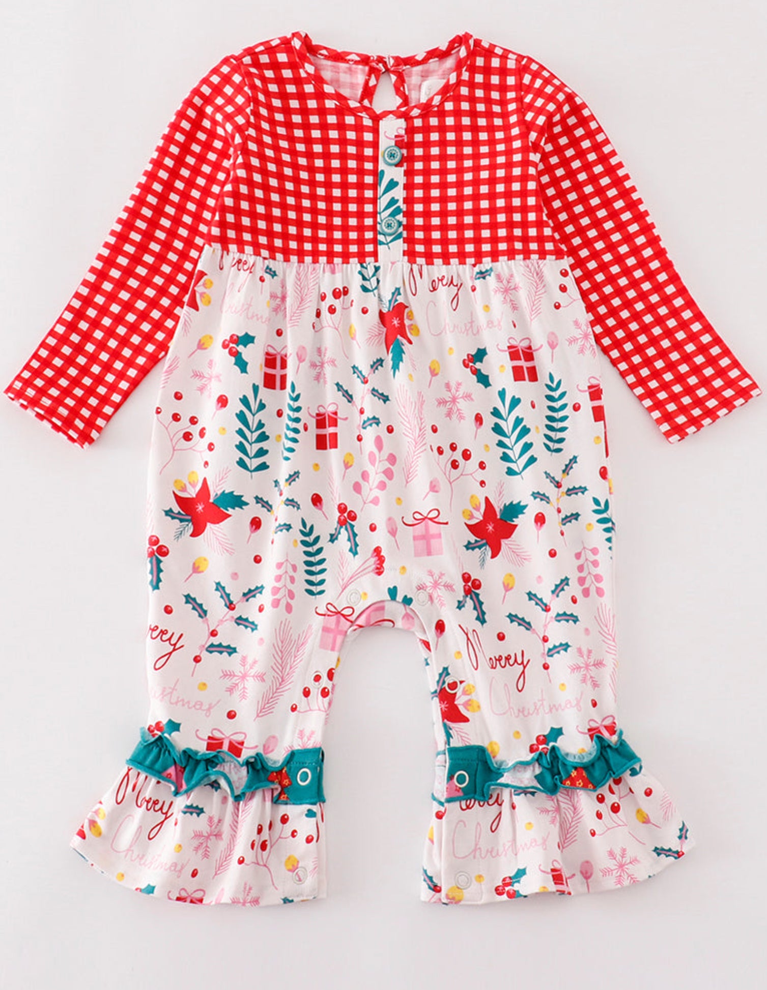 Red Christmas Plaid Romper