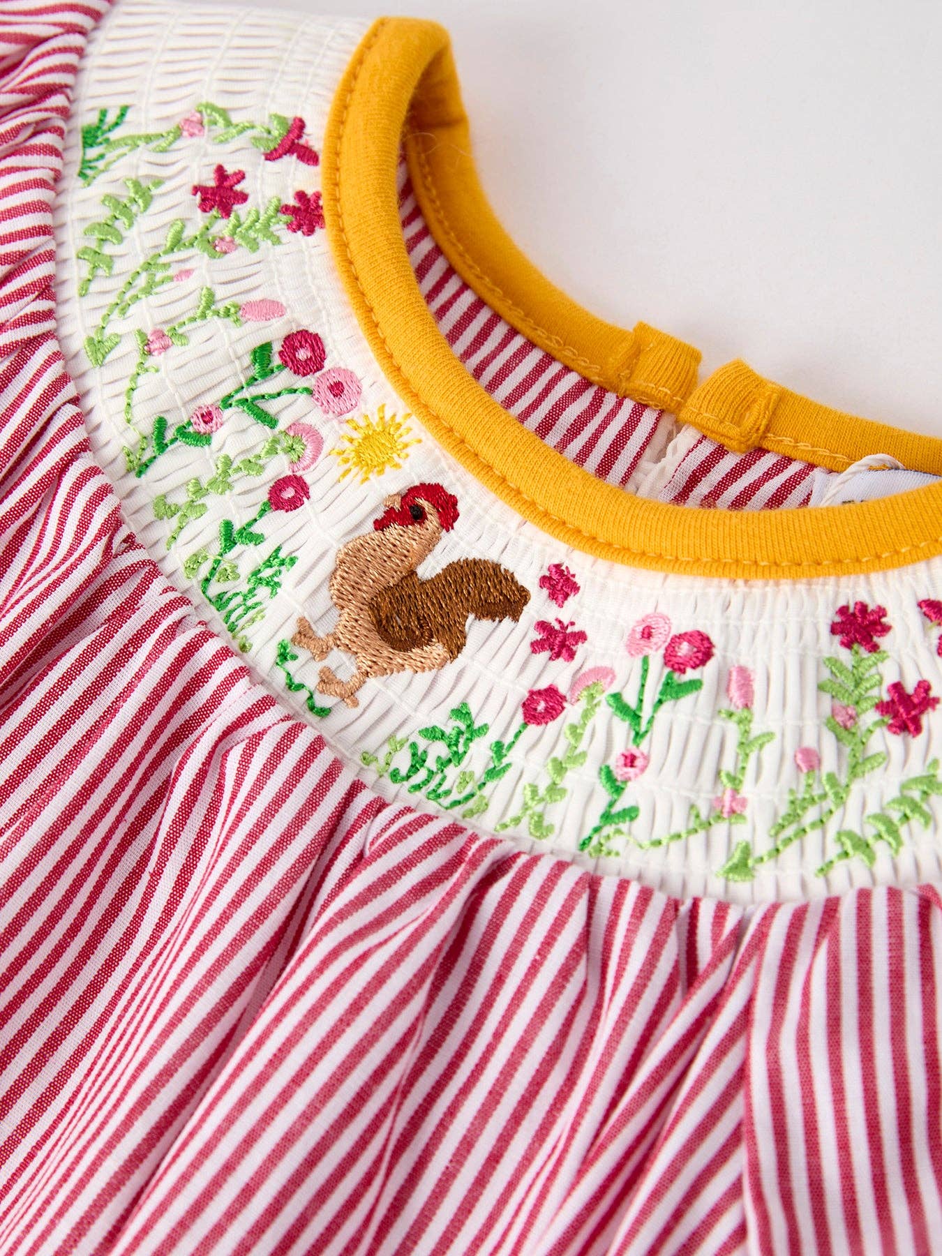 Autumn Rooster Smock Embroidered Baby Girl Romper