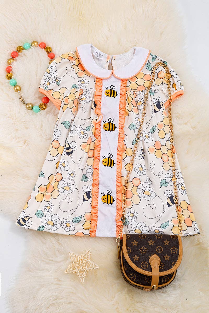 🐝🐝Bee embroidered dress.DRG15134013 SOL
