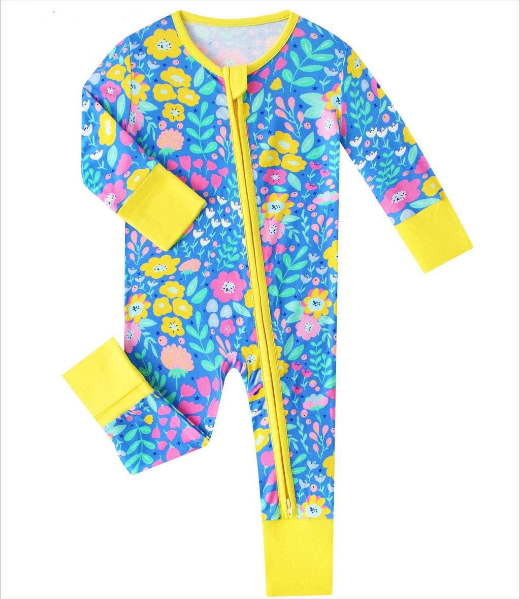 Posh TOT Sunny Blooms Bamboo Baby Convertible Zippy Romper