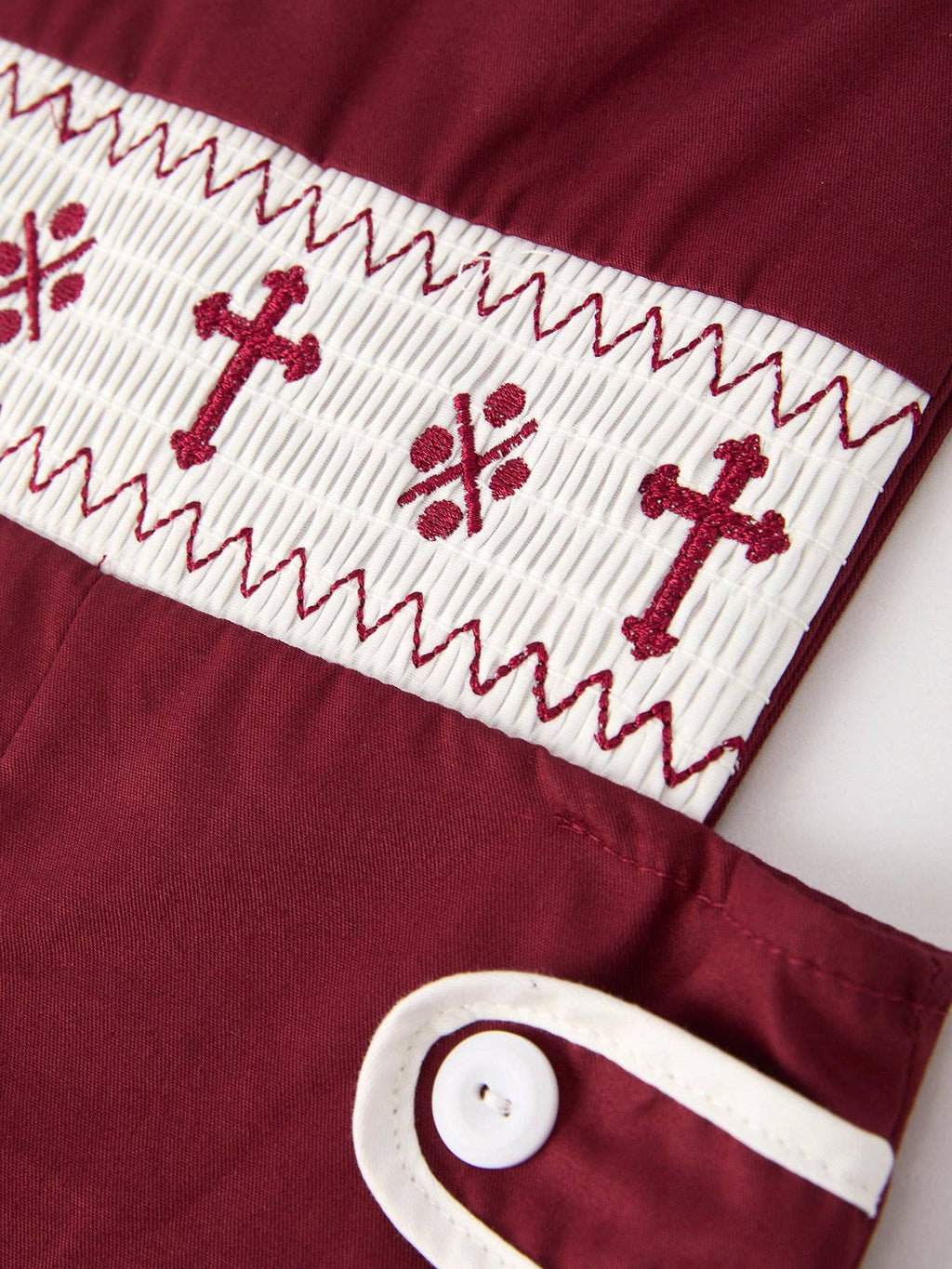 Dark Red Smocked Church Christ Bishop Christening Boys' Romper