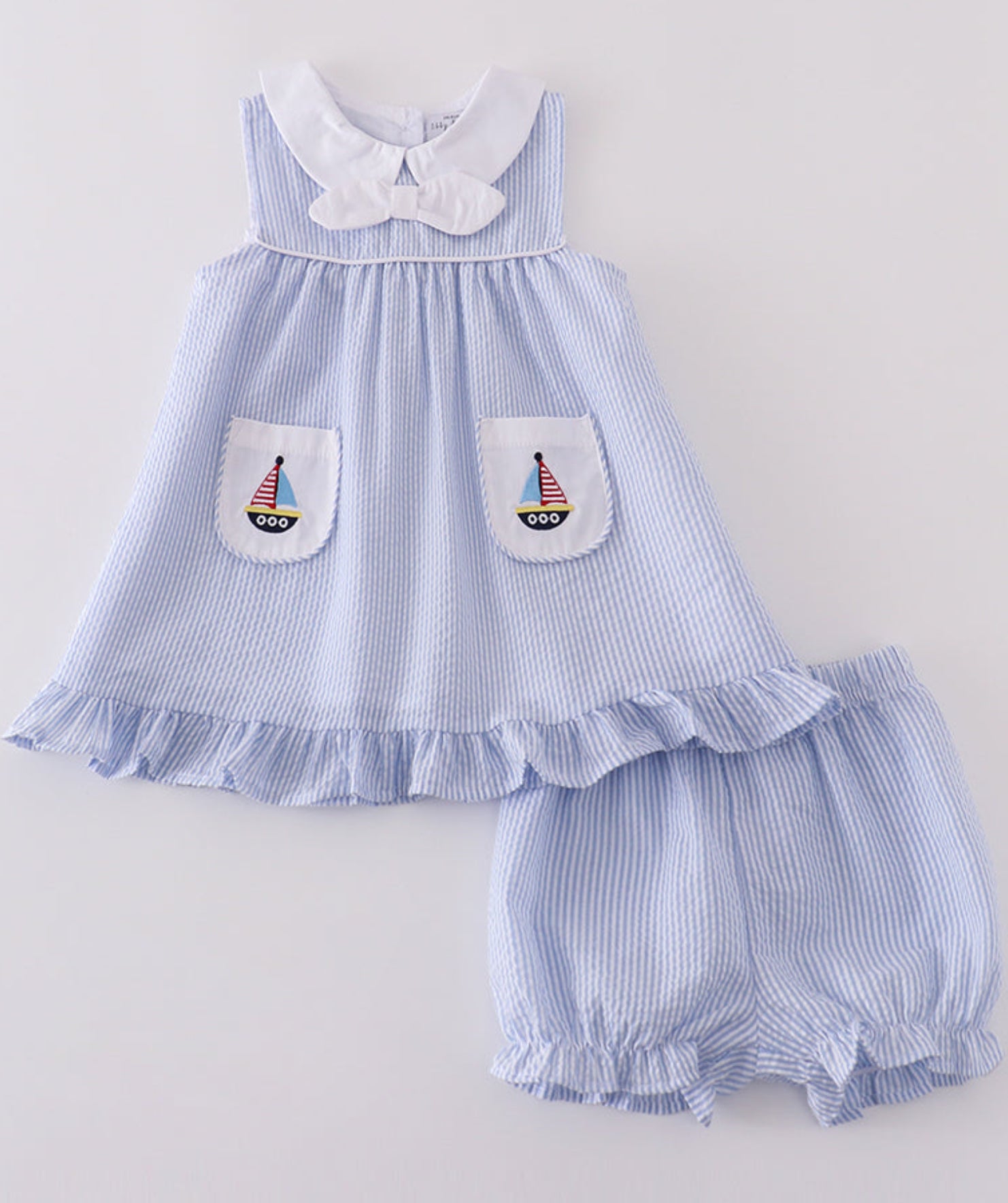 Blue sailboat embroidery bloomers