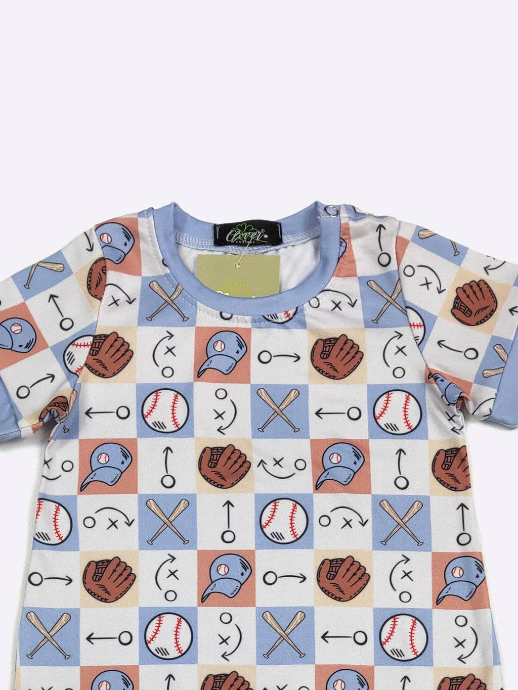 Checkered Baseball Boy Romper