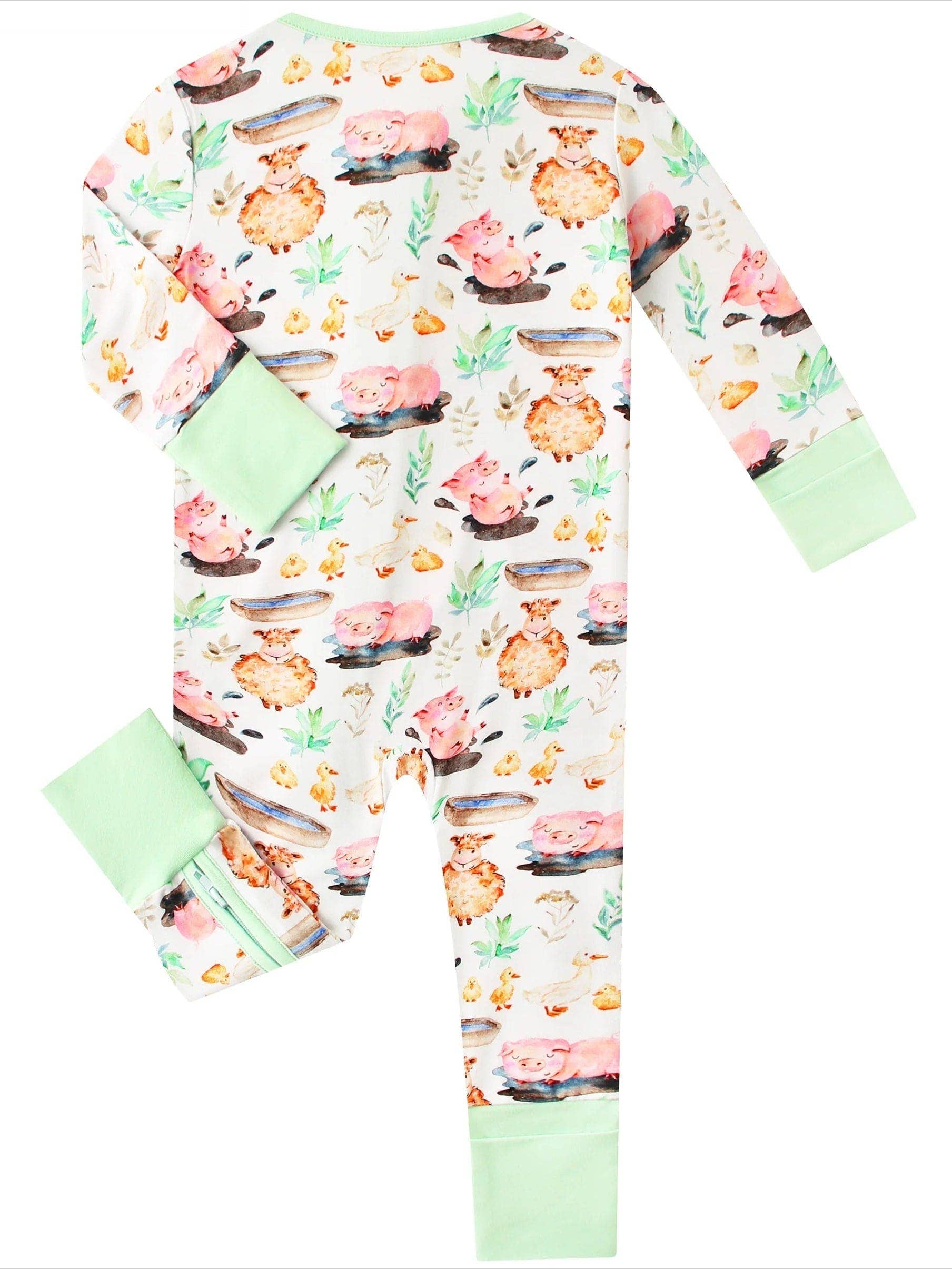 Posh TOT Farmyard Fun Bamboo Baby Convertible Zippy Romper