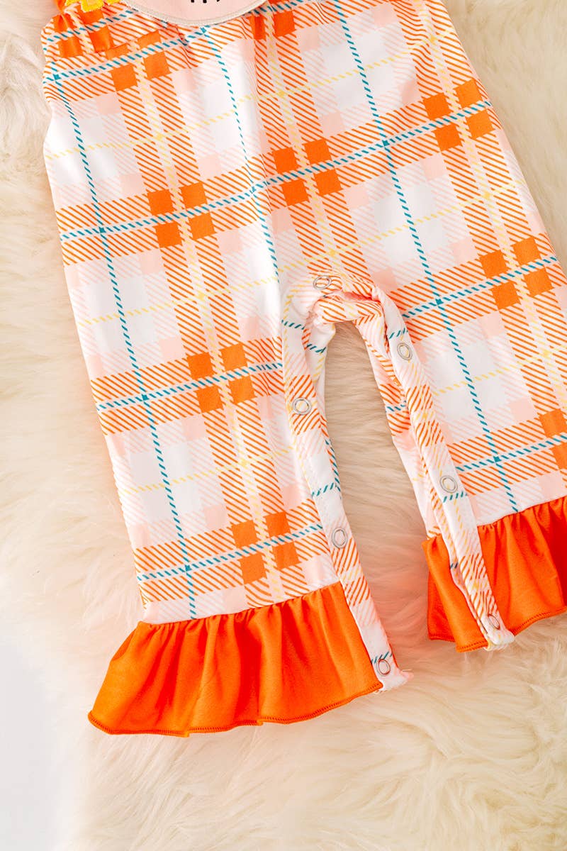 🍁 SCARECROW APPLIQUE BABY ROMPER W/SNAPS. RPG40661 AMY