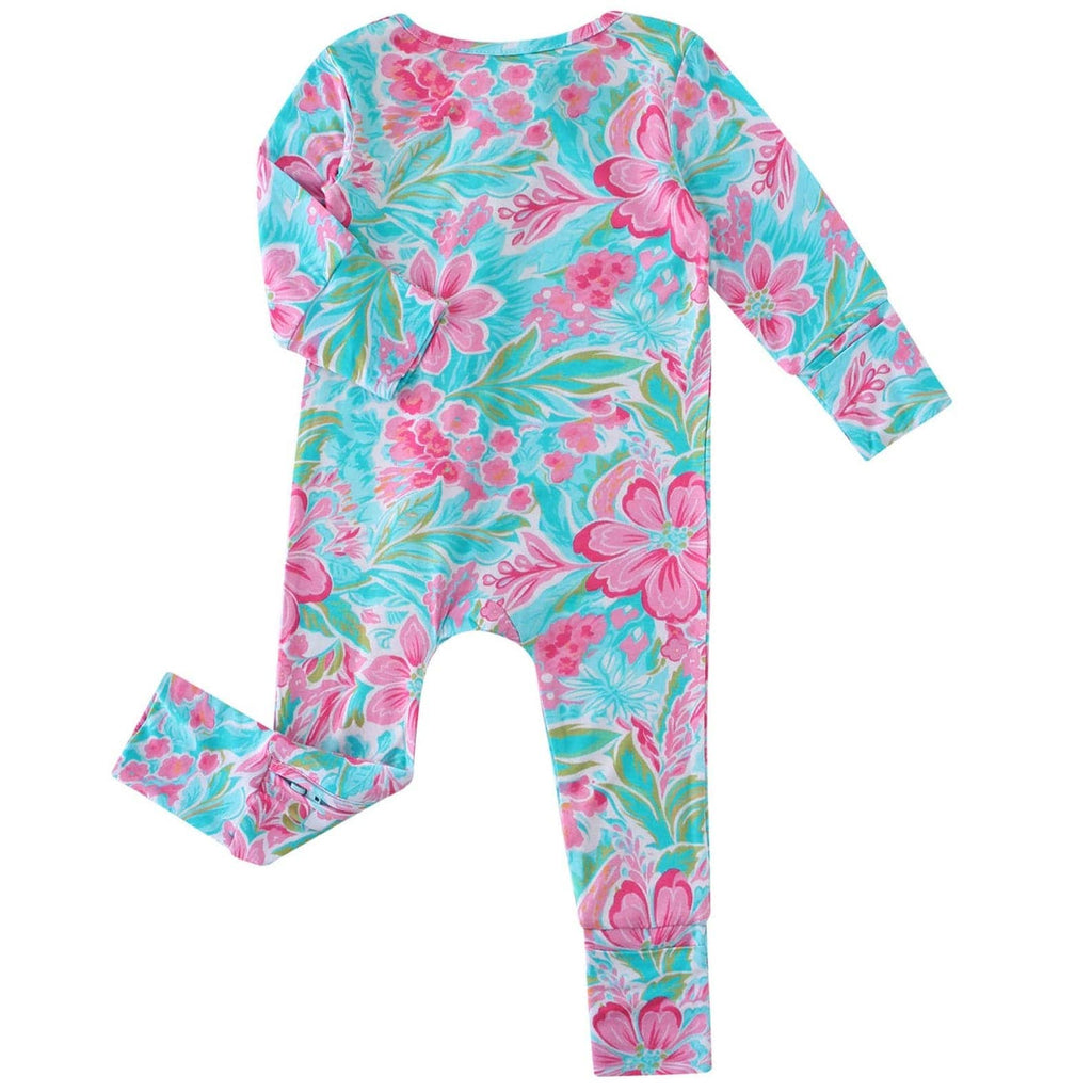 PoshTOT Peony Flower Bamboo Baby Convertible Zippy Romper