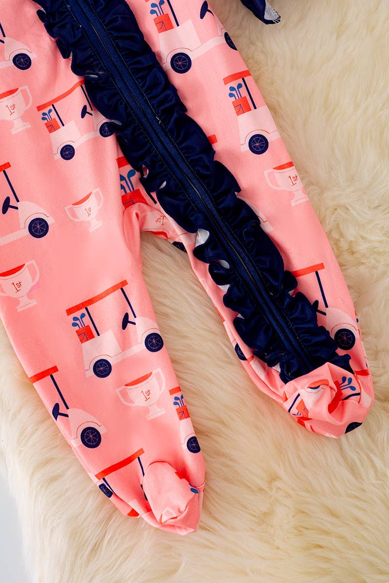 GOLF PRINTED BABY ONESIE W/RUFFLE TRIM. RPG40527 JEAN