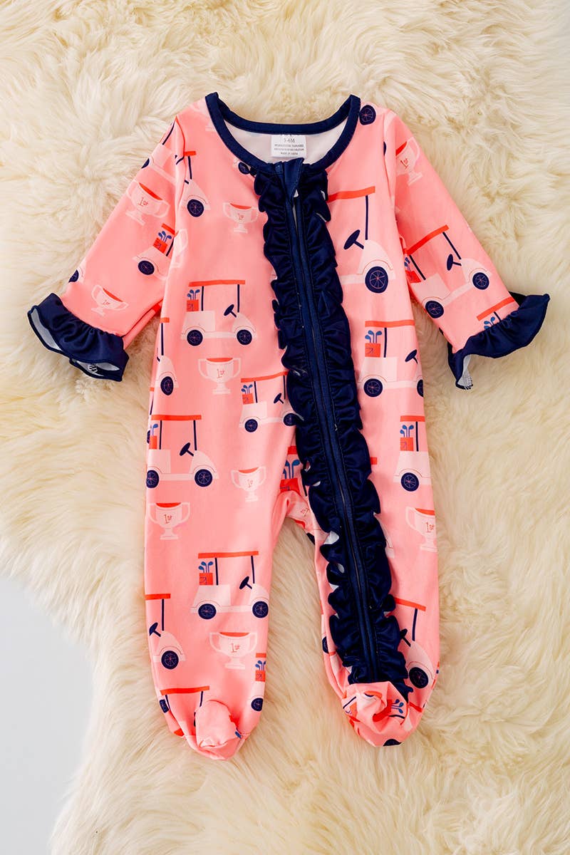GOLF PRINTED BABY ONESIE W/RUFFLE TRIM. RPG40527 JEAN
