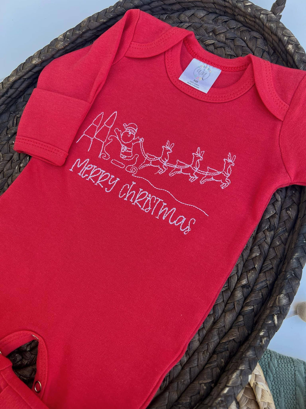 Baby Romper | Christmas Baby Outfit - Merry Christmas Red