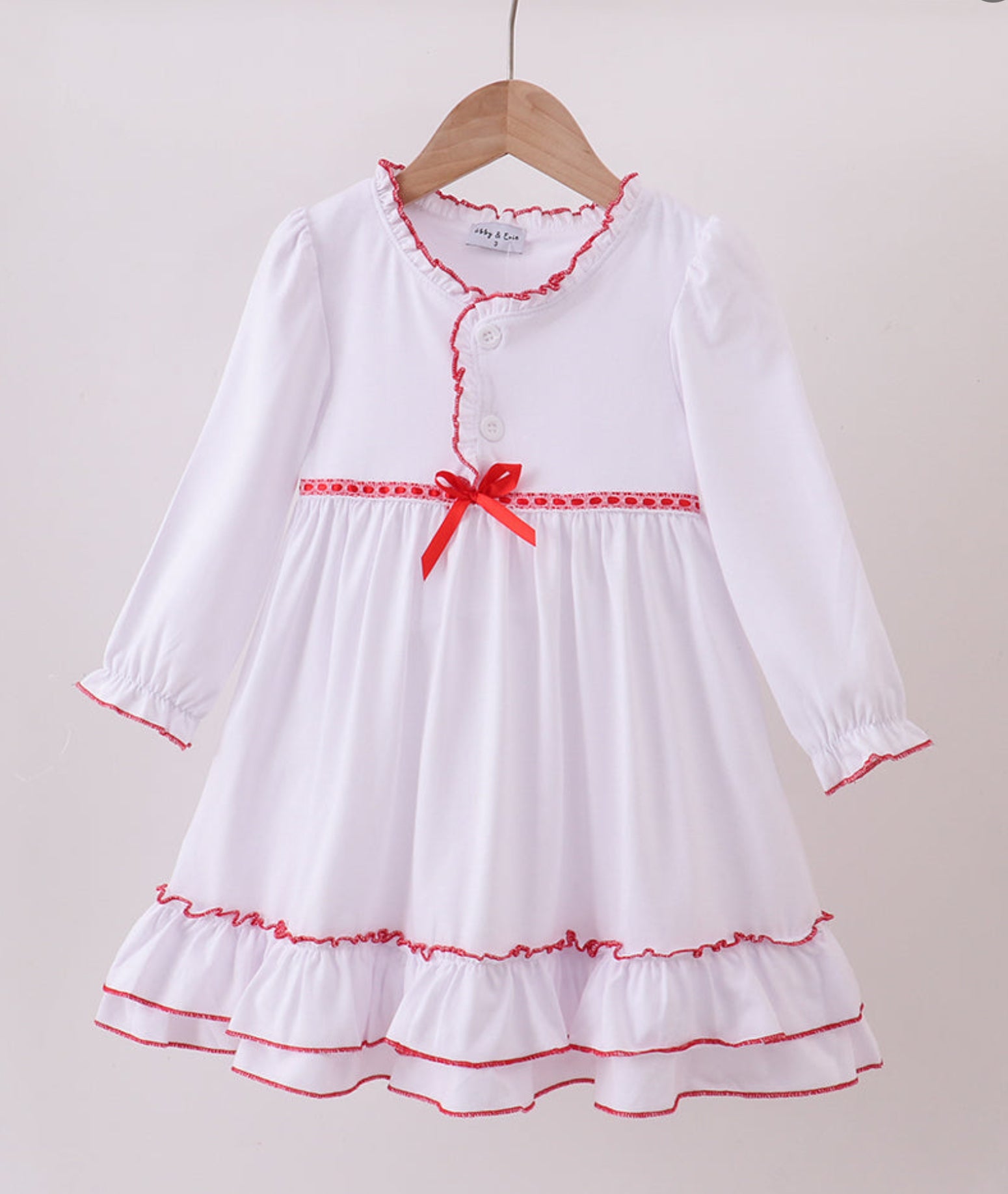 White bow ruffle gown