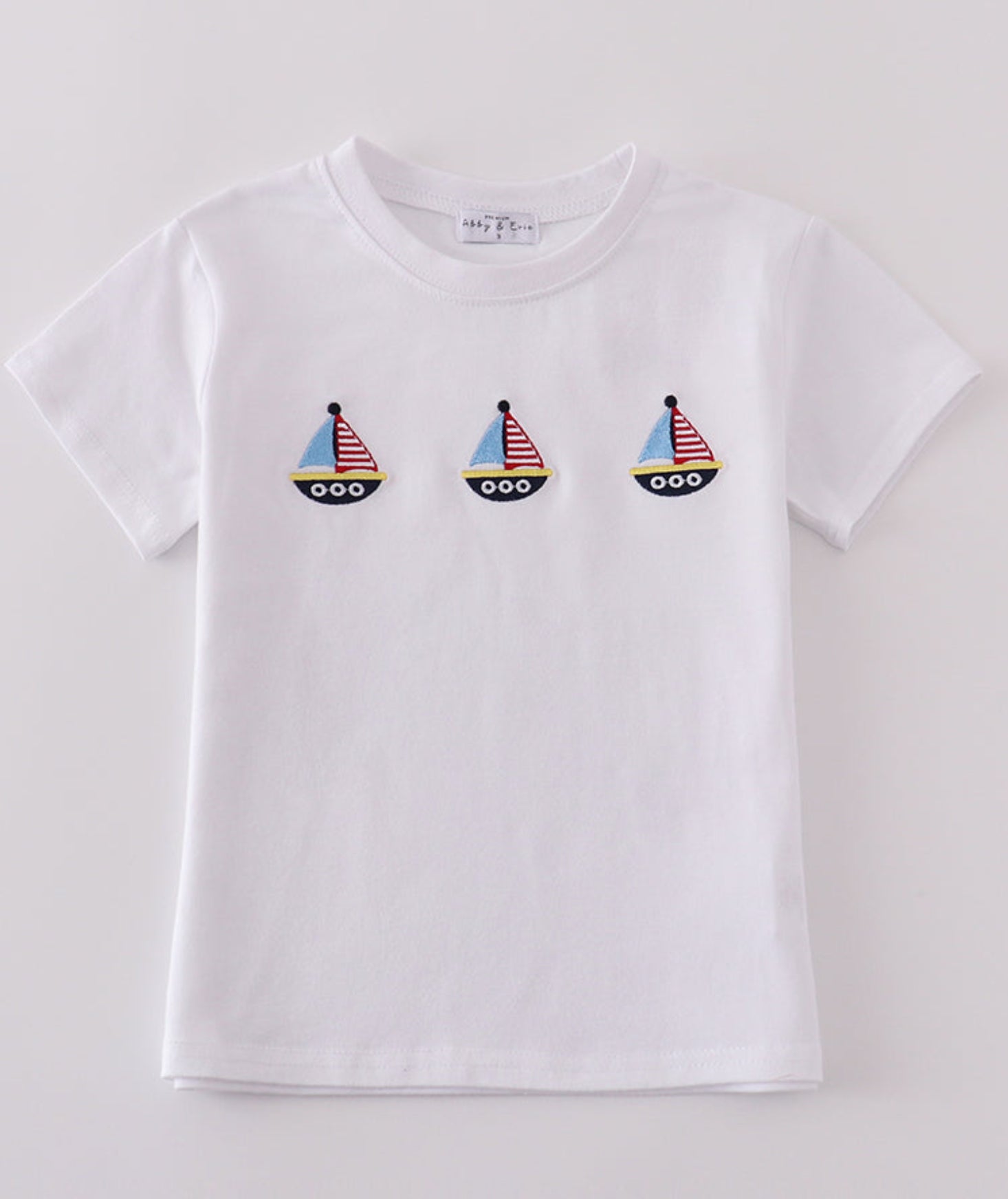 Blue sailboat embroidery top