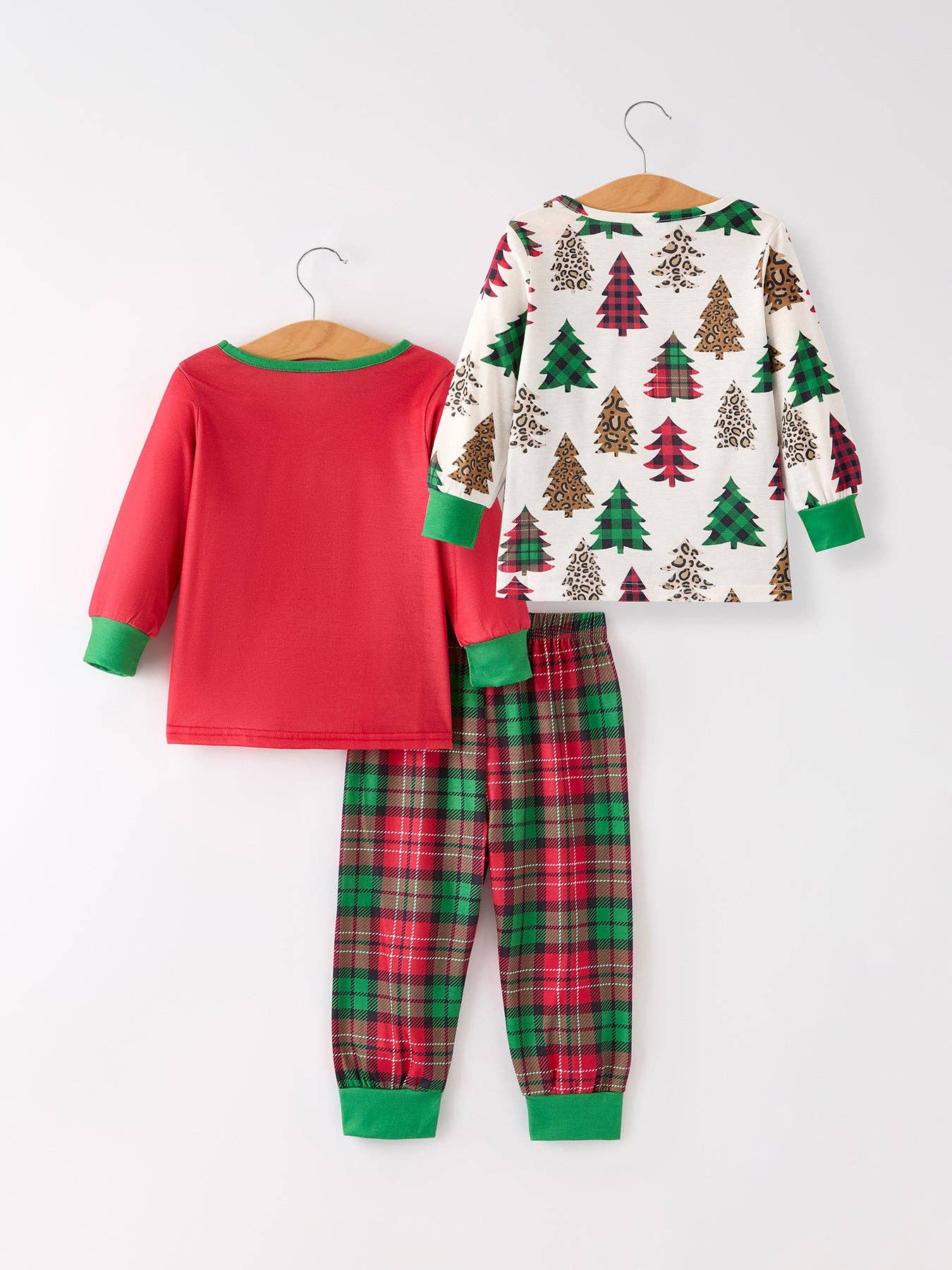 Christmas Print 2 Tops + 1 Pant Combination Girls Pajama Set