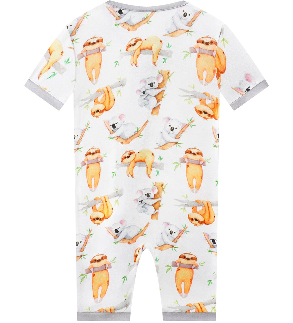 PoshTOT Sloth Bamboo Baby Shorty Zippy Romper
