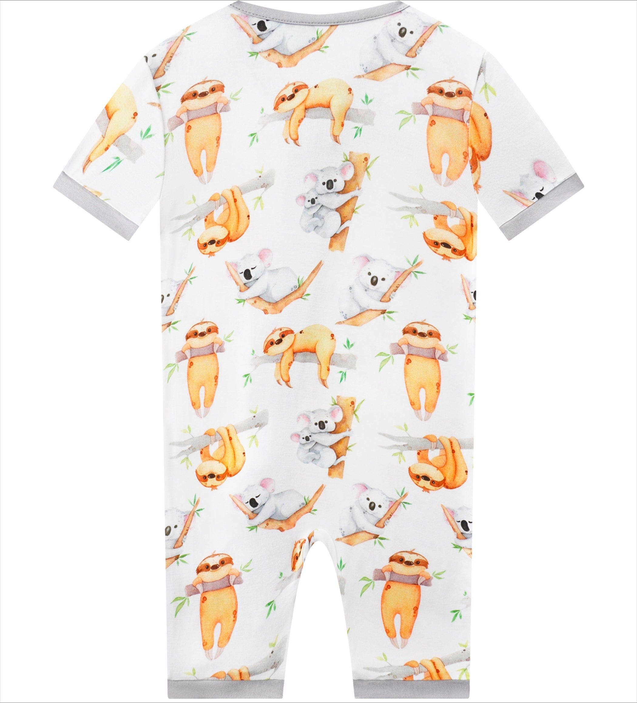 PoshTOT Sloth Bamboo Baby Shorty Zippy Romper