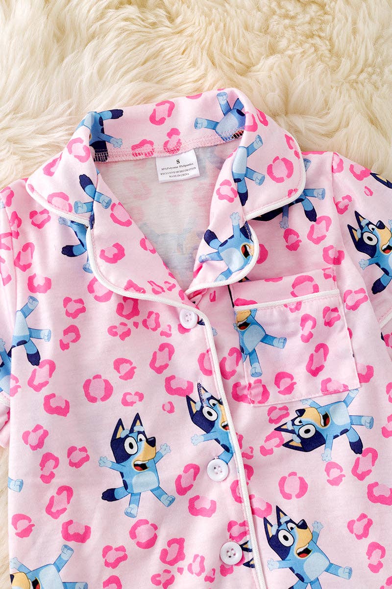 Blu*y button up printed girls pajamas. PJG50132 JEAN