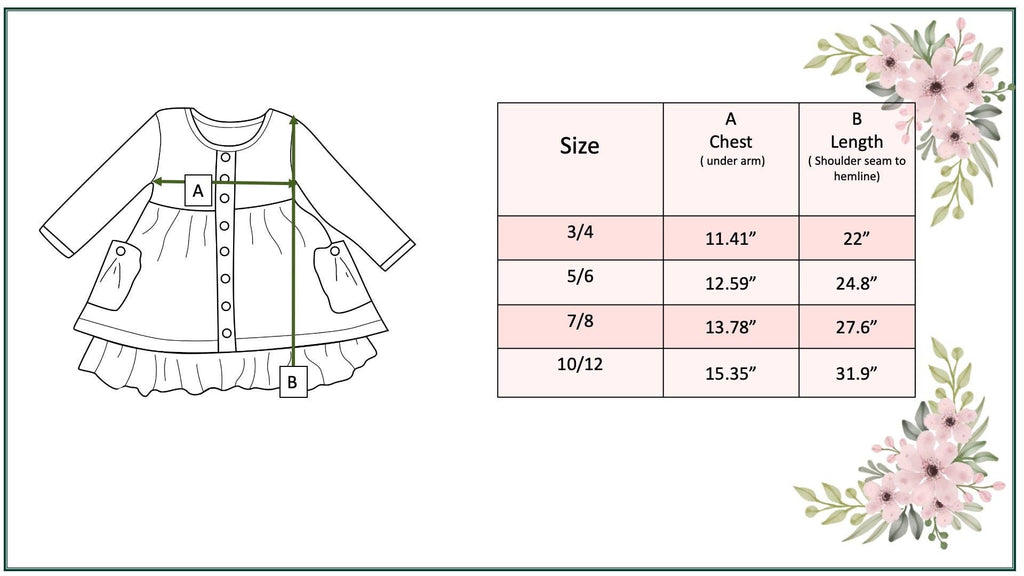 Girls Brown Floral Ruffle Pocket Tie Fall Dress