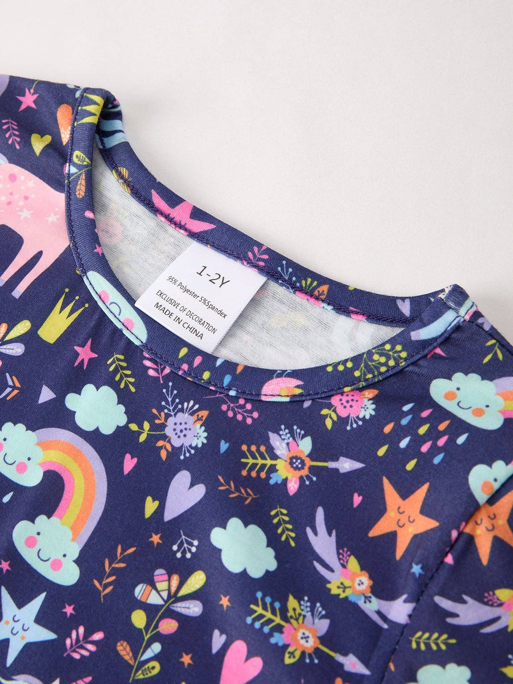 Christmas Print 2 Tops + 1 Pant Combination Girls Pajama Set