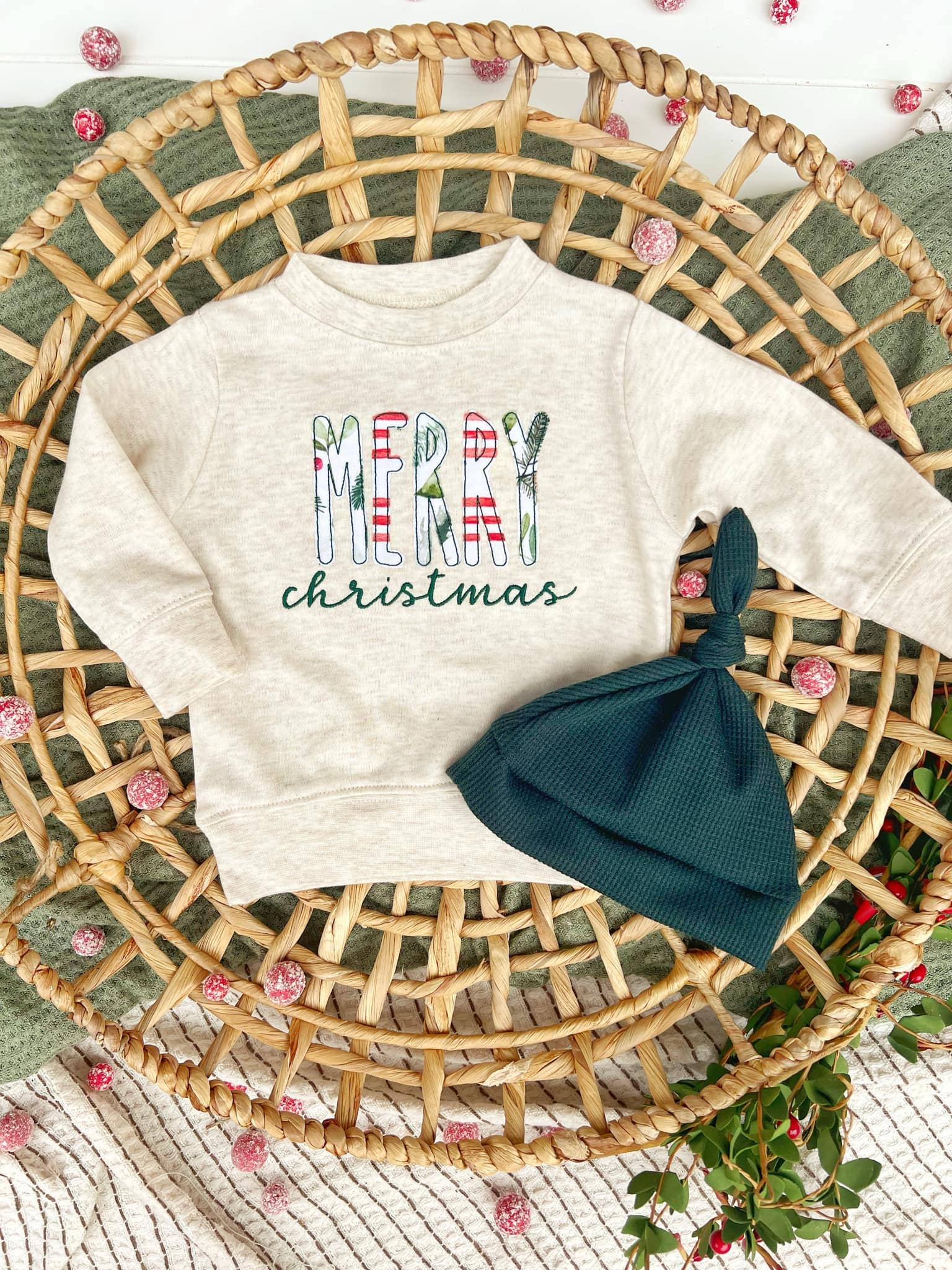 Baby Sweatshirt | Merry Christmas | Oatmeal Red Green
