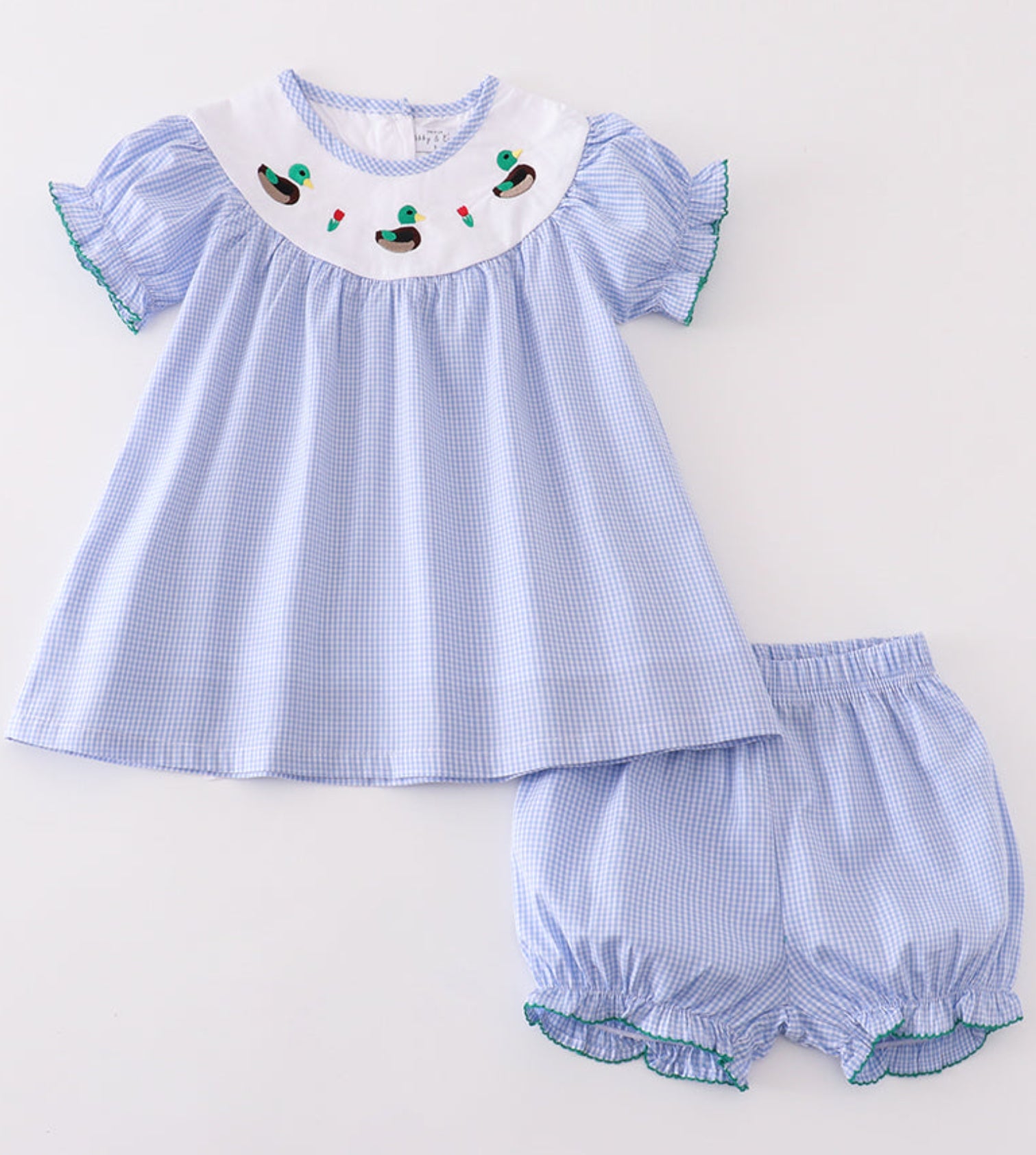 Blue duck embroidery bloomer set