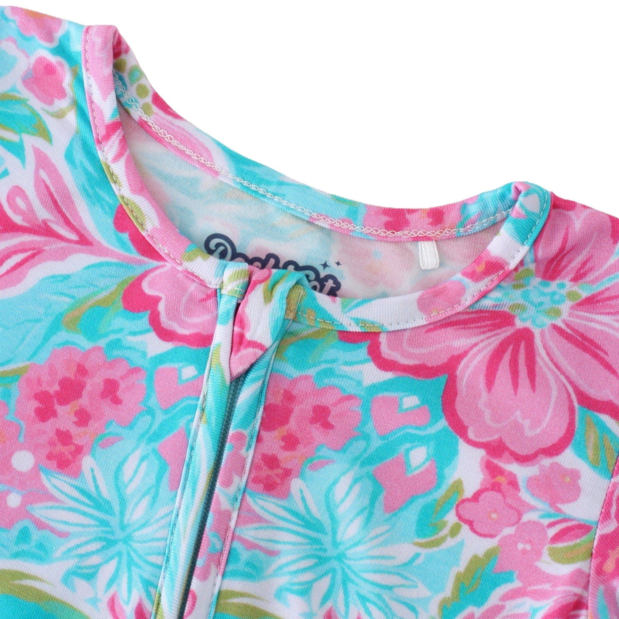 PoshTOT Peony Flower Bamboo Baby Convertible Zippy Romper
