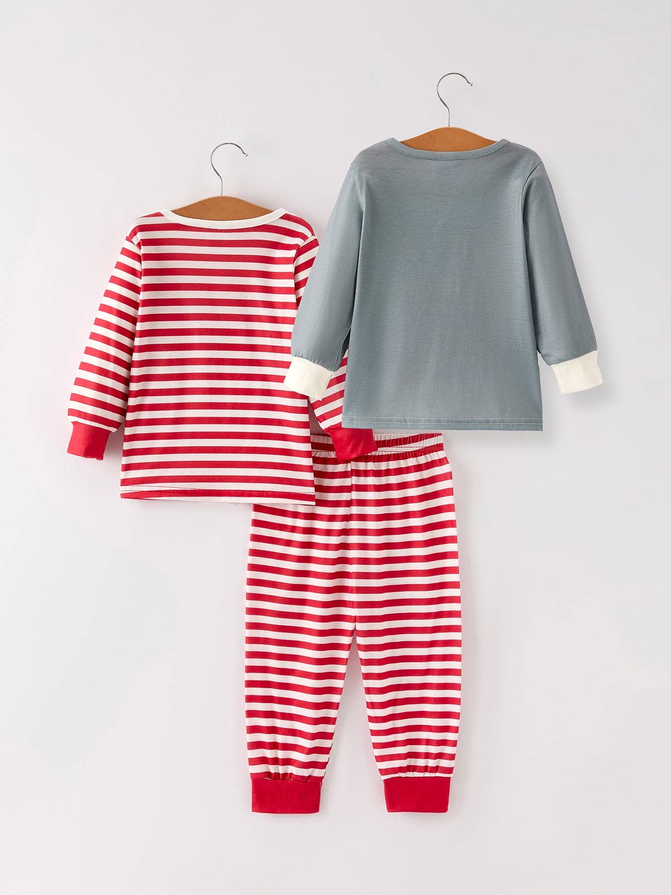 Christmas Print 2 Tops + 1 Pant Combination Girls Pajama Set