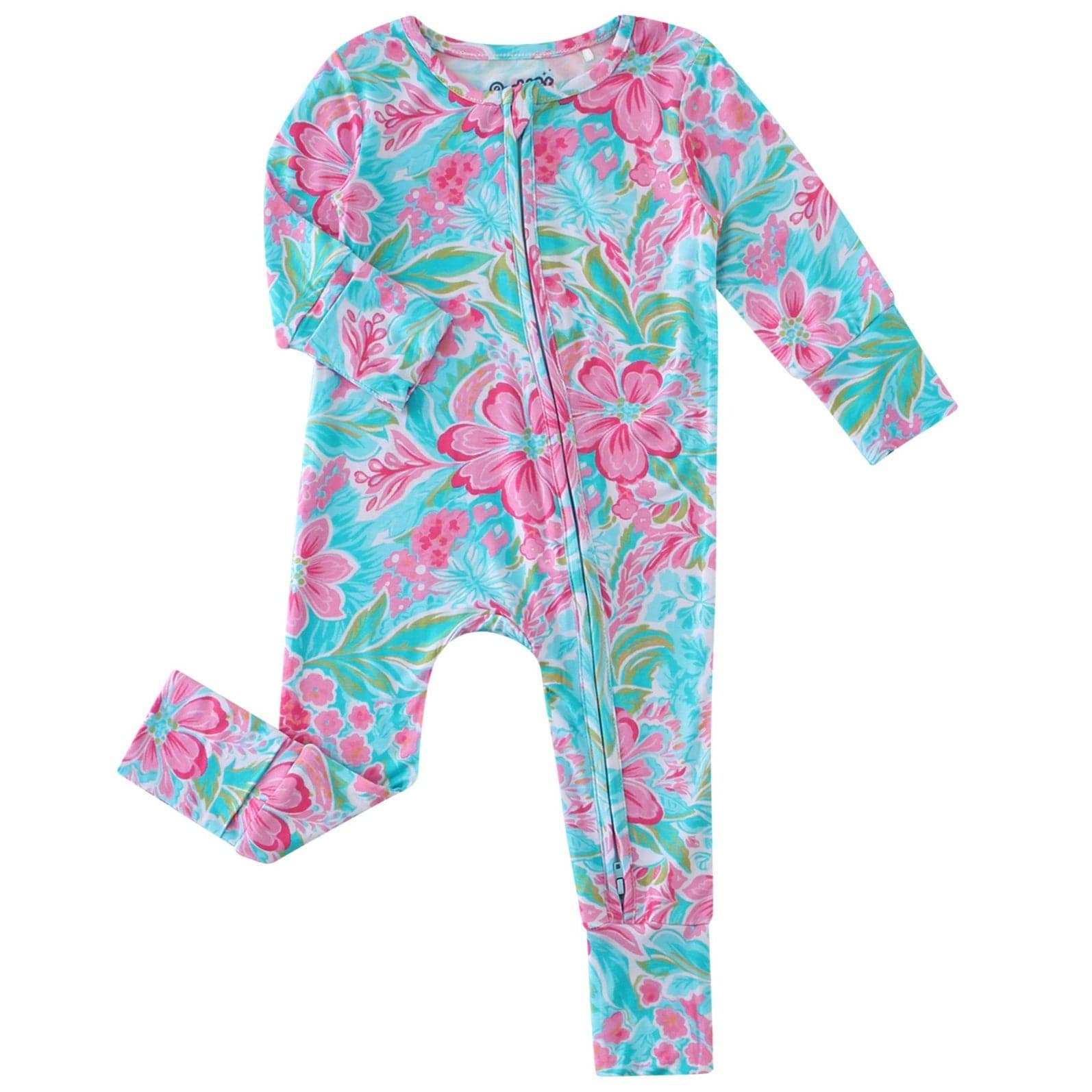PoshTOT Peony Flower Bamboo Baby Convertible Zippy Romper