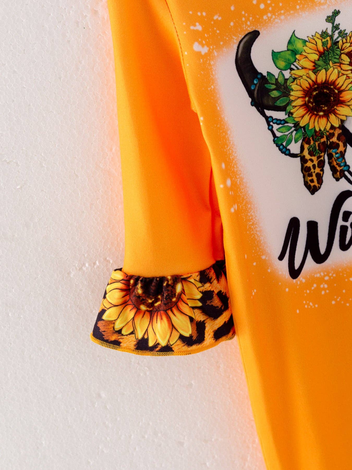 4 piece Baby Girl Autumn /Winter Letter Leopard O-neck Ruffle Romper Set