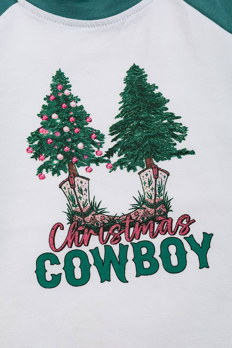 CHRISTMAS COWBOY" BOYS LONG SLEEVE RAGLAN. TPB50143010 JEANN