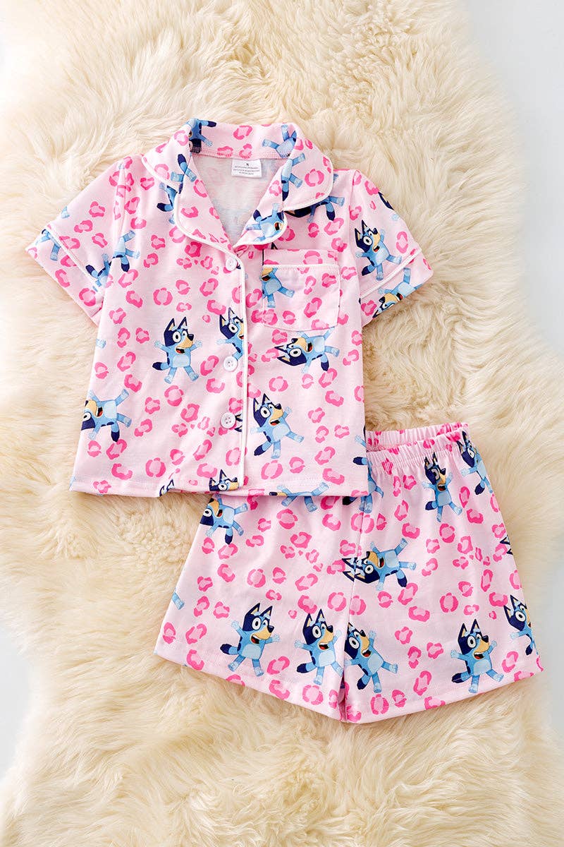 Blu*y button up printed girls pajamas. PJG50132 JEAN